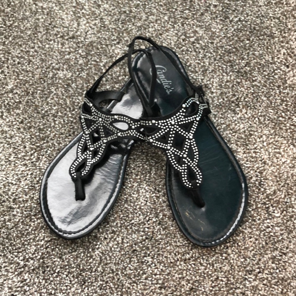 Black slide on sandals